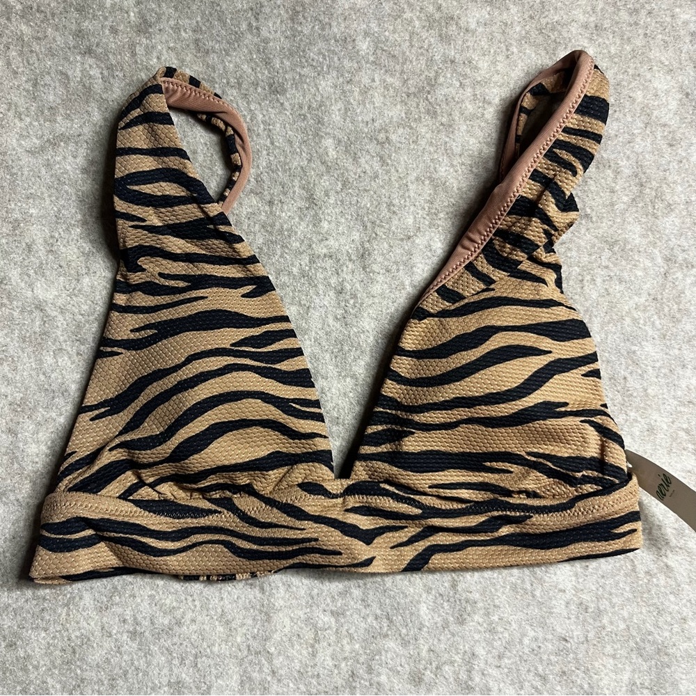 Aerie Triangle Bikini Top Padded Adjustable Straps Small Zebra‎ Animal Print NWT